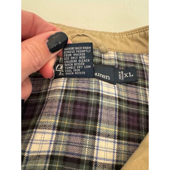 Vintage Polo Ralph Lauren Harrington Jacket XL 90s Khaki Bomber Flannel Lined - Picture 4 of 11